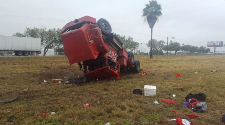 A Tractor-Truck Rollover Sends One to the Hospital